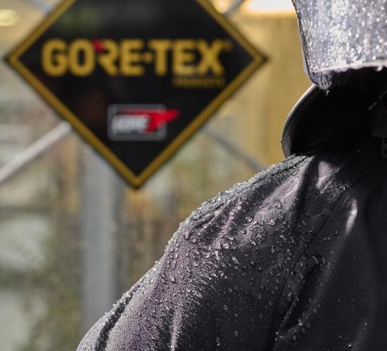 GORE-TEX PYRAD Riot Suit in Rain Tower with GORE-TEX logo in back